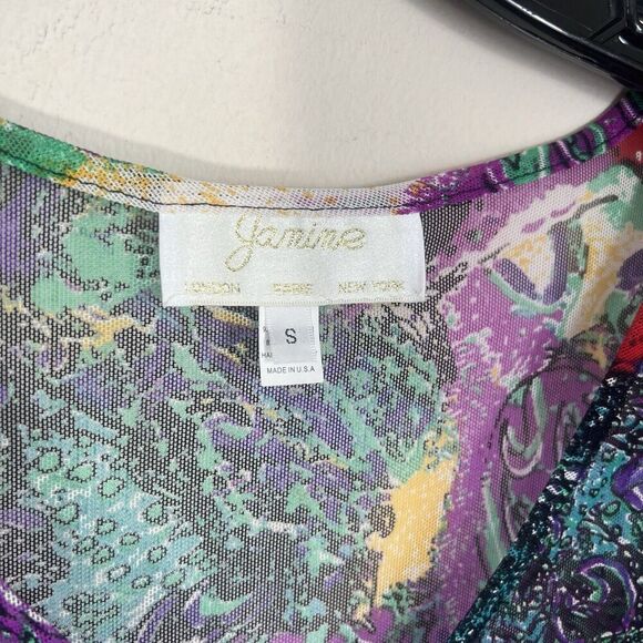 VTG Japanese Inspo Y2K Tunic Top 90s Mesh Geisha Girl Hanky Asymmetrical Hem S - Picture 5 of 10